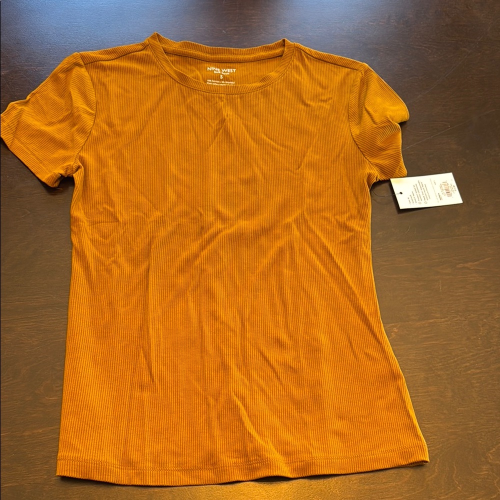 Nine West Orange Short Sleeve Tee Vibrant Casual Essential